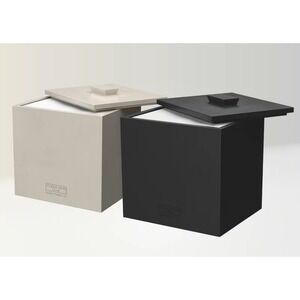 Clean Skin Club Clean Towels XL Bamboo Box Storage Container Matte Black Tan